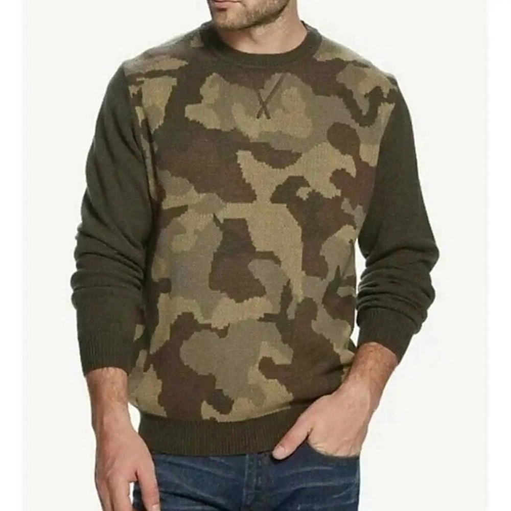 WEATHERPROOF Vintage Crew Neck Camo Sweater Mens Size Medium M